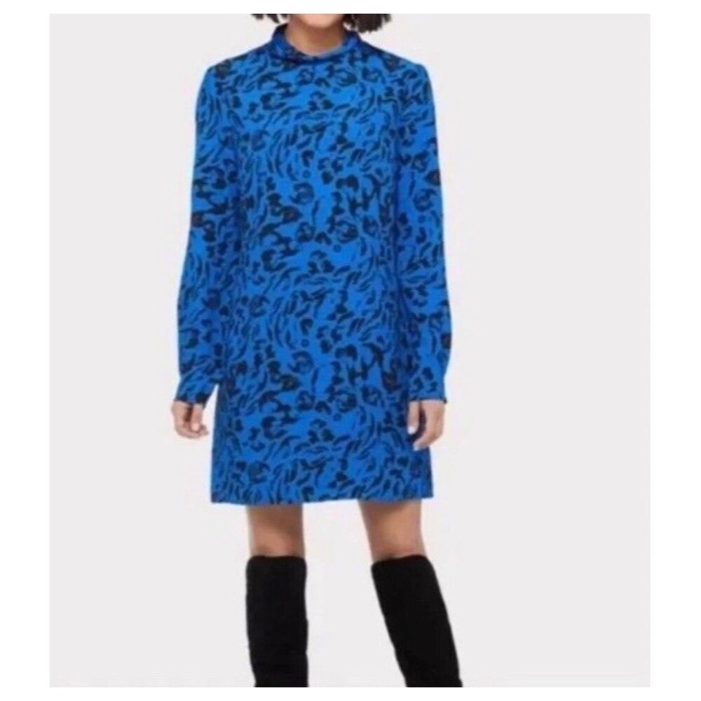 Peyton Jensen Shift Dress Abstract Animal Print S Blue Womens
